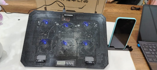 DUO: COOLER PARA LAPTOP 6 VENTILADORES + SOPORTE DE METAL PARA CELULAR🧊📲